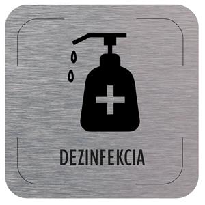 Cedulka na dveře - Desinfekce - piktogram, hliníková tabulka, 80 x 80 mm