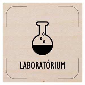 Cedulka na dveře - Laboratoř - piktogram, dřevěná tabulka, 80 x 80 mm