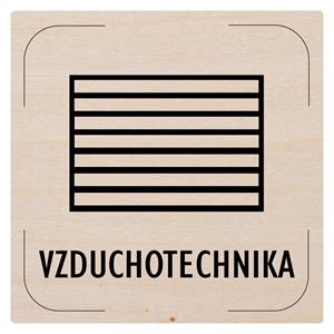 Cedulka na dveře - Vzduchotechnika - piktogram, dřevěná tabulka, 80 x 80 mm