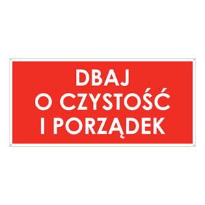 DBAJ O CZYSTOŚĆ I PORZĄDEK, płyta PVC 2 mm z dziurkami, 190x90 mm