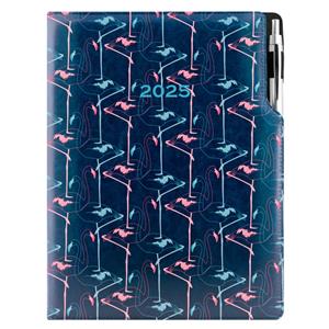 Diář DESIGN denní A4 2025 - modrá - Flamingo