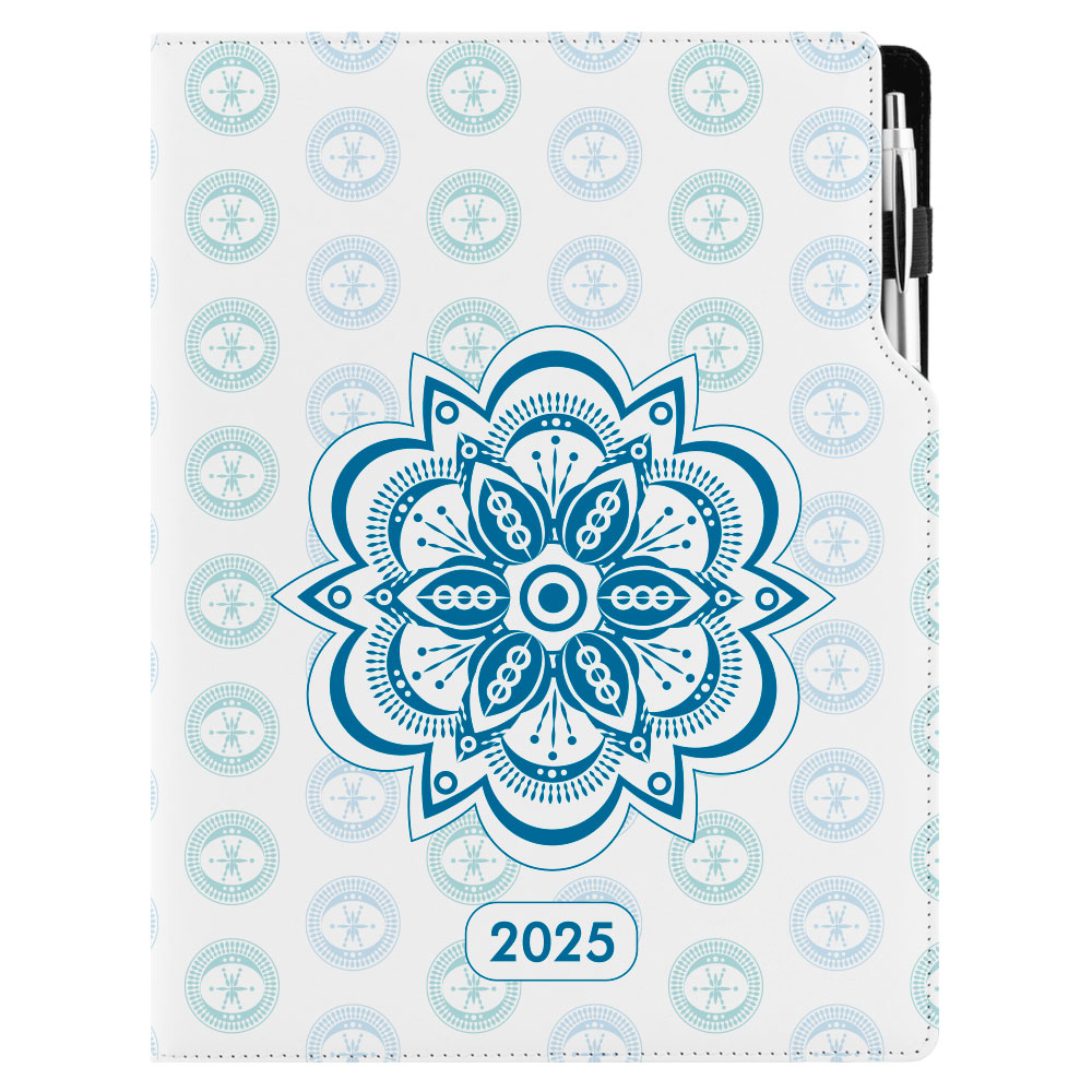 Diář DESIGN denní A4 2025 polský - Mandala modrá