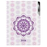 Diář DESIGN denní A4 2026 - Mandala fialový