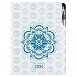 Diář DESIGN denní A4 2026 - Mandala modrá