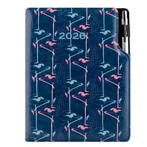 Diář DESIGN denní A5 2026 slovenský - modrá - Flamingo