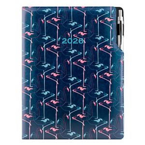 Diář DESIGN týdenní A4 2026 - modrá - Flamingo