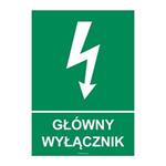 GŁÓWNY WYŁĄCZNIK, płyta PVC 2 mm 105x37 mm