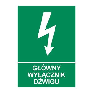 GŁÓWNY WYŁĄCZNIK PODNOŚNIKA, naklejka 210x297 mm