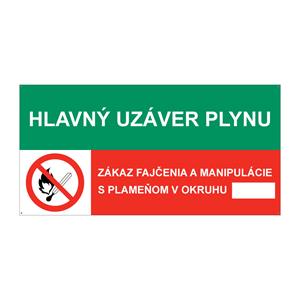 Hlavný uzáver plynu-Zákaz manipulácie s plameňom v okruhu, kombinácia, plast 2mm s dierkami-150x75mm