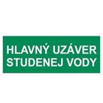 Hlavný uzáver studenej vody, samolepka 210x80mm