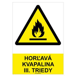 Horľavá kvapalina III. Triedy-bezpečnostná tabuľka, samolepka A4