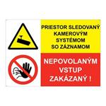 Kamerový záznam-Nepovolaným vstup zakázaný, kombinácia, plast 2mm s dierkami-210x148mm