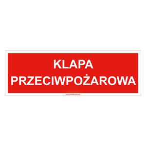 Klapa przeciwpożarowa - znak, naklejka 150x50 mm