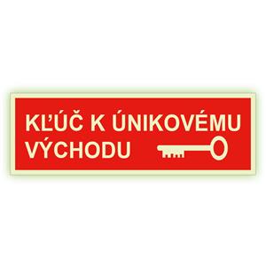 Kľúč k únikovému východu - fotoluminiscenčná tabuľka, plast 1 mm 300x75mm