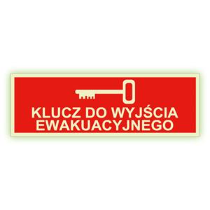 Klucz do wyjścia ewakuacyjnego - fotoluminescencyjny znak, naklejka 150x50 mm