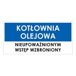 KOTŁOWNIA OLEJOWA, niebieski - naklejka 190x90mm