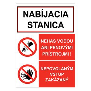 Nabíjacia stanica-Nehas vodou-Nepovolaným vstup zakázaný, kombinácia,plast 2mm,210x297mm