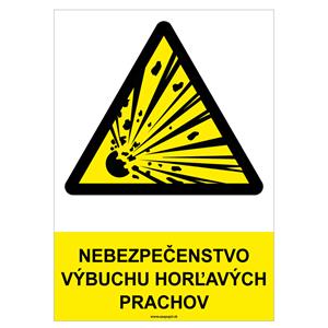 Nebezpečenstvo výbuchu horľavých prachov - bezpečnostná tabuľka, plast 0,5 mm - A4