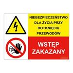 NIEBEZPIECZEŃSTWO DLA ŻYCIA PRZY... - WSTĘP ZAKAZNY!, ZNAK ŁĄCZONY, naklejka 297x210 mm