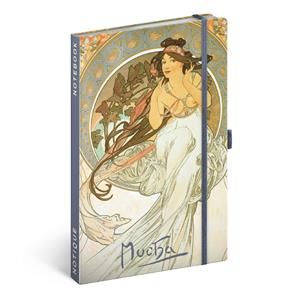 Notes - zápisník Alfons Mucha – Hudba - linkovaný