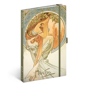 Notes - zápisník Alfons Mucha – Poezie - linkovaný