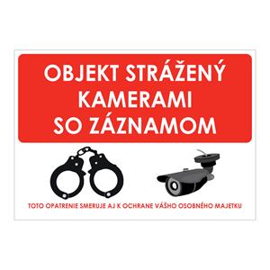 Objekt strážený kamerami so záznamom,plast 1mm,210x148mm