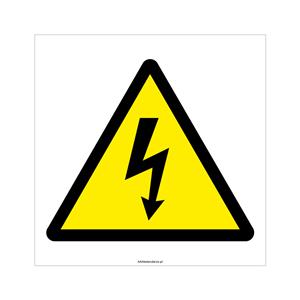 OSTRZEŻENIE PRZED NAPIĘCIEM ELEKTRYCZNYM - SYMBOL, naklejka 210x210 mm