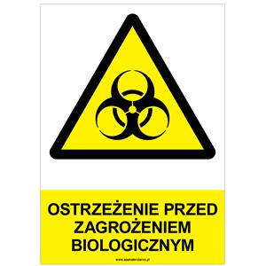 OSTRZEŻENIE PRZED ZAGROŻENIEM BIOLOGICZNYM - znak BHP, naklejka A4