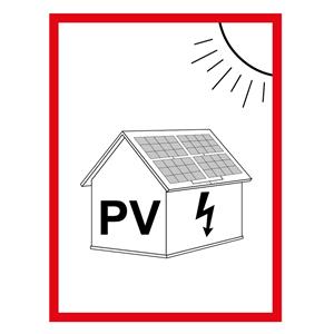 Označení FVE na budově - PV symbol - bezpečnostní tabulka, plast 0,5 mm (A6) 105 x 148 mm