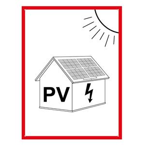 Označení FVE na budově - PV symbol - bezpečnostní tabulka, plast 2 mm s dírkami (A6) 105 x 148 mm