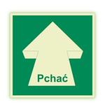 Pchać - fotoluminescencyjny znak, płyta PVC 2 mm 100x100 mm