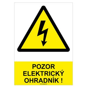 Pozor, elektrický ohradník! - bezpečnostná tabuľka, plast 0,5 mm - A4