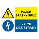 Pozor spätný prúd-Vypni obe strany, kombinácia,plast 1mm,210x148mm