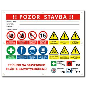 POZOR STAVBA 2 SK bezpečnostný banner - 100x80 cm