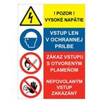 Pozor vysoké napätie-Zákaz vstupu-Nepovolaným vstup zakázaný, kombinácia,plast 2mm,148x210mm