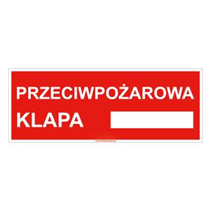 Przeciwpożarowa klapa - znak, naklejka 210x80 mm