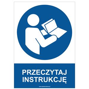 PRZECZYTAJ INSTRUKCJĘ - znak BHP, naklejka A4