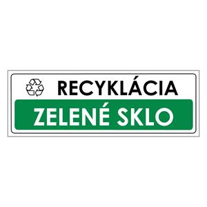 Recyklácia-Zelené sklo, samolepka 290x100mm