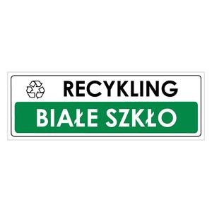 RECYKLING - BIAŁE SZKŁO, naklejka 290x100 mm