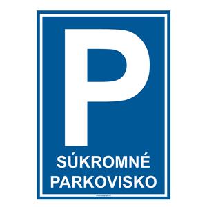 Súkromné parkovisko - bezpečnostná tabuľka, plast 1 mm, A4