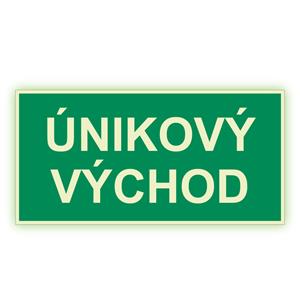 Únikový východ - fotoluminiscenčná tabuľka, plast 2 mm 300x150 mm