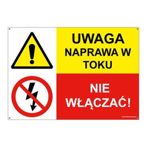 UWAGA NAPRAWA W TOKU! - NIE WŁĄCZAĆ, ZNAK ŁĄCZONY, płyta PVC 2 mm z dziurkami, 297x210 mm