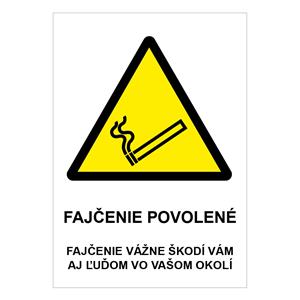 Výstraha-fajčenie povolené, samolepka 210x297mm