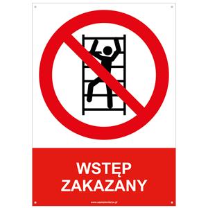 WSTĘP ZAKAZANY - znak BHP z dziurkami, płyta PVC A5, 2 mm