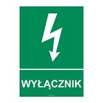 WYŁĄCZNIK, płyta PVC 2 mm, 210x297 mm