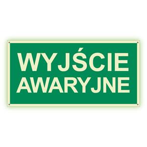 Wyjście awaryjne - fotoluminescencyjny znak z dziurkami, płyta PVC 2 mm 300x150 mm