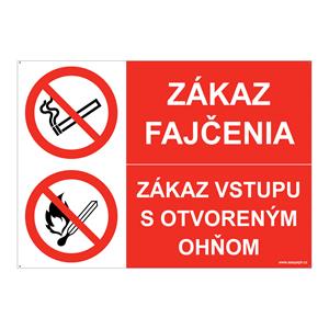 Zákaz fajčenia-Zákaz vstupu s otvoreným ohňom, kombinácia, plast 2mm s dierkami-210x148mm