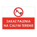 ZAKAZ PALENIA NA CAŁYM TERENIE, naklejka 297x210 mm