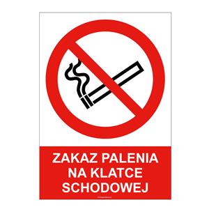 ZAKAZ PALENIA NA KLATCE SCHODOWEJ, naklejka 210x297 mm