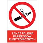 ZAKAZ PALENIA PAPIEROSÓW ELEKTRONICZNYCH - znak BHP, płyta PVC A4, 2 mm